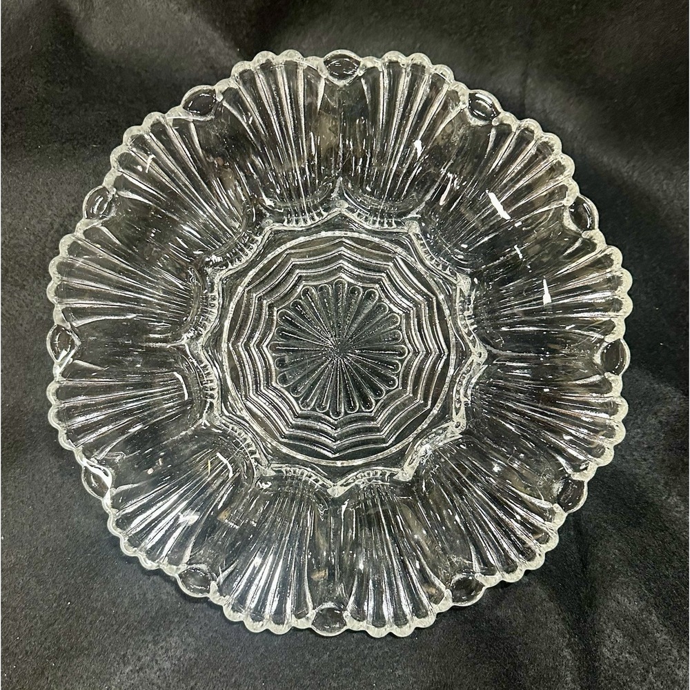 Anchor Hocking #896 Clear Glass Deviled Egg Server 10 Inch